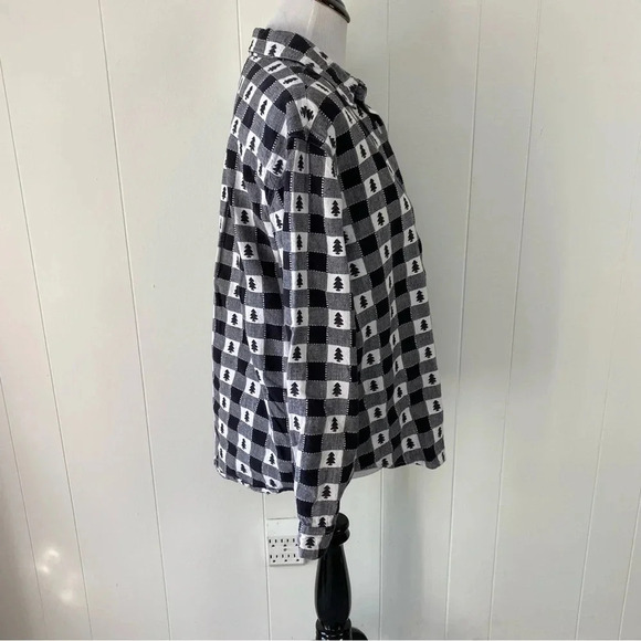 VTG Westbound Black White Gingham Plaid Button Front Shirt Christmas tree Size L - Picture 4 of 12